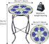 12 Inch Arbuxzuy Small Outdoor Side Table with Blue Morning Glory, Glass Mosaic Patio Table Indoor, Round Plant Coffee