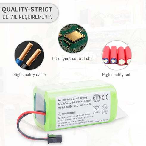 3400mAh Li-ion Battery for Eufy RoboVac 11, 11S, 30, 15C, 15T, 12, 35C, and Ecovacs Deebot N79S