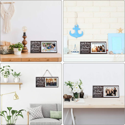 Jetec Wooden Friends Picture Frame 12 x 5.5 Inch Graduation Day Gifts for Long Distance Friendship Photo (Brown)