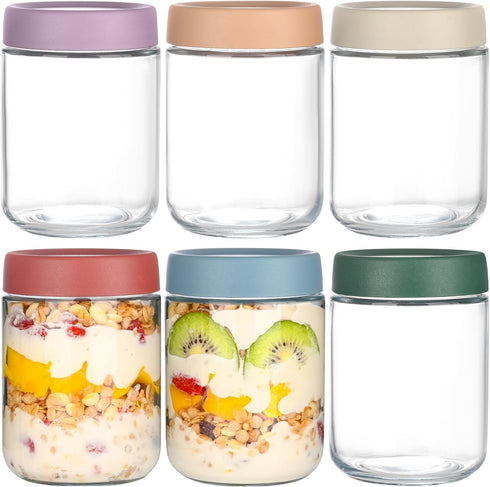 Artcochan Overnight Oats Containers with Lids 16 oz Glass Jars 6 Pack