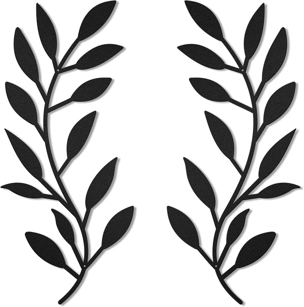 2 Pieces Metal Tree Leaf Wall Decor - Wrought Iron Scroll Vine Olive Branch Leaf Wall Art for Living Room