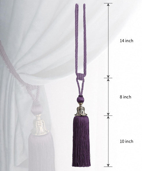 Melodieux Decorative Curtain Tiebacks, Antique Tassels Holdbacks for Home Office Windows Drapery Fasteners, Set of 2