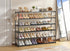 6 39Pairs, 2 Closet LUKYTOWER Extra Long Shoe Rack Tier Shoe Storage Organizer with Hooks, Wide Stackable Shoe