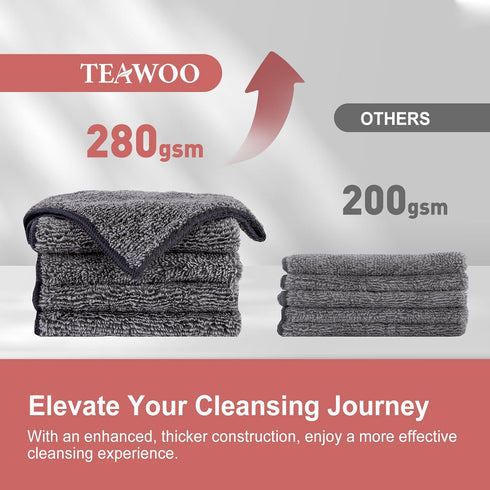 TEAWOO 10 Pack 12 12 inch Premium Washcloths, Highly Absorbent and Super Soft Face Towels, Multi-Purpose Fingertip