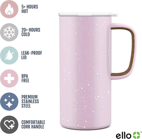 Ello Campy 18oz Stainless Steel Travel Mug - Leak-Proof Slider Lid, Reusable, Vacuum Insulated, Perfect for Coffee or