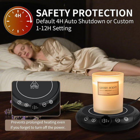 8-Temp Setting 1-12H Coffee Mug Warmer, Electric Cup Warmer for Desk, Candle Warmer Plate with Temperature Display