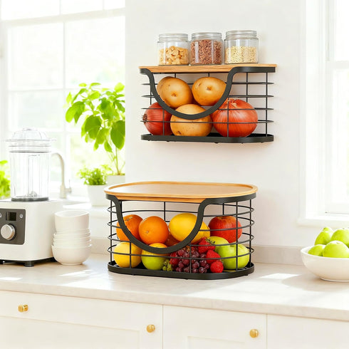 Haotao 2 Pack Trash Bag HolderStackable Trashbag Dispenser With Bamboo LidWall Mount Garbage Bag Dispenser Organizer