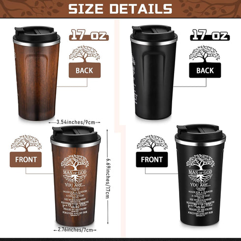6 17 oz Set Ziliny Pcs Christian Gifts for Men Coffee Tumbler Inspirational Man of God Mugs Stainless Steel Tumbler