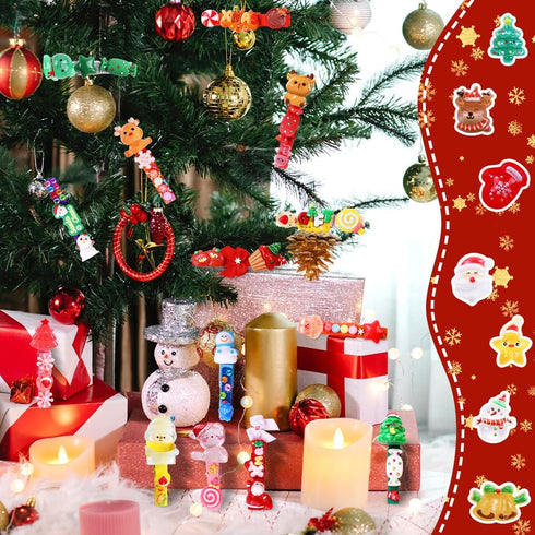 60 Set Kit,60 111 200 Backpacks JOICEE DIY Christmas Clothespins Colored Wooden Clothes Pins Mini Resin Figures Bows