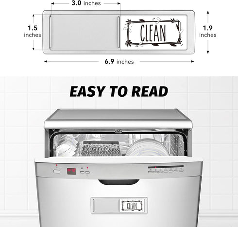 Dishwasher Magnet Clean Dirty Sign Shutter Only Changes When You Push It Non-Scratching Strong Magnet or 3M Adhesive Options Indicator Tells Whether Dishes are Clean or Dirty (Gray/White)