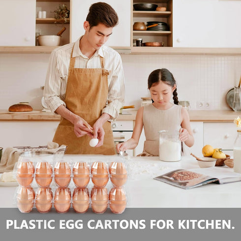 YIFIHGE 60PCS 12 Count Egg Cartons Cheap Bulk Chicken Egg Tray Holders with Sticker Labels for Fresh Medium Eggs, Clear