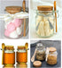1Pcs 250ml/8.5oz Empty Clear Glass Jam Jar with Cork and Spoon, Multipurpose Storage Canister for Honey, Candy, Bath
