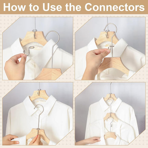 Sosation 45 Pcs Clothes Hanger Connector Hooks, Metal Hanger Extender Clips for Velvet Plastic Wooden Closet