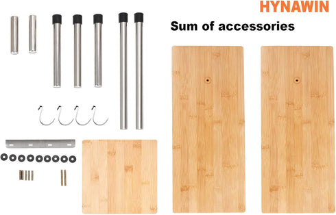 HYNAWIN 3 Tier Corner Shelf Bamboo & Metal Storage Rack, Adjustable Organizer for Kitchen, Bedroom, Office