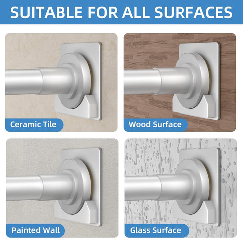 Matte Silver Shower Curtain Rod, 1 Inch Diameter Stainless Steel Adjustable Spring Tension Rods 32 to 68"