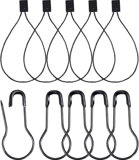 Hestya 500 Pieces Hang Tag String – Black, 500 Pieces Black Pins, 6.6 Inch Nylon String Price Tags, Plastic Fastener,