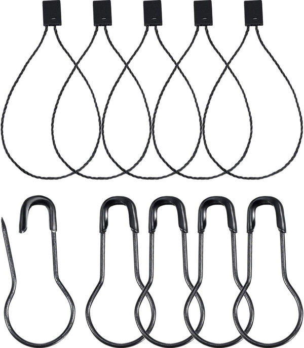 Hestya 500 Pieces Hang Tag String – Black, 500 Pieces Black Pins, 6.6 Inch Nylon String Price Tags, Plastic Fastener,