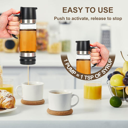 YIK TUNG 12 Oz Glass Honey Dispenser Pot with Silicone Base No Drip Honey Container Jar, Maple Syrup Dispenser