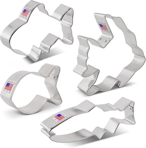 Ann Clark 4-Pc. Fish Cookie Cutters, Cute Goldfish & Angel Fish Shapes, Made in the USA