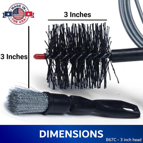 3 inch 10 B67C Pellet Stove & Dryer Vent Cleaner Kit Head and ft Long Steel Flexible Brush for Fireplace Chimney, Ash