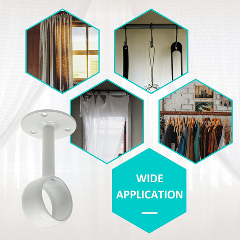 4Pcs Shower Curtain Closet Rod Holder - 1'' & 1-1/4'' Stainless Steel Ceiling Mount Pipe Flange Socket