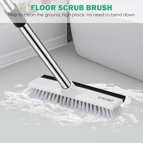 SetSail 51-Inch 2 1 Floor Scrub Brush with Long Adjustable Handle in Scrape Brush Stiff Bristle Floor Scrubber
