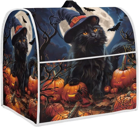 Black Cat Stand Mixer Cover, 6-8 Quart Pumpkin Bat Kitchen Appliance Covers for Dust Protection