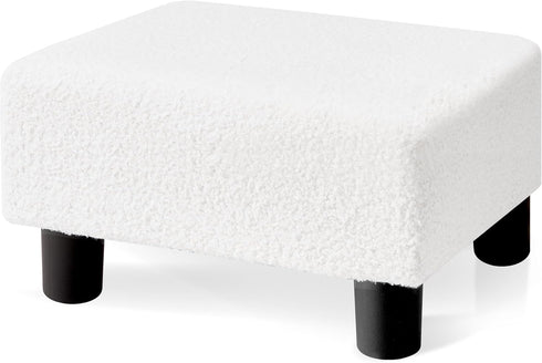 BRIAN & DANY Small Foot Stool Ottoman, Footstool with Legs, Teddy Velvet