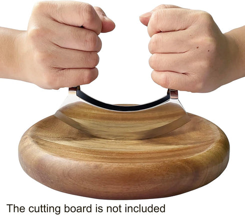4.9 Inch Mezzaluna Knife, Sharp Double Blade Chopping Knife, Pizza Cutter, Stainless Steel Mincing Knife