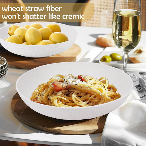 Salad Bowls 10 Inch, Set of 2 Large 65oz Wheat Straw Serving Bowls, Microwave & Dishwasher Safe