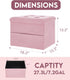 16"x12"x12" ZOES HOMEWARE Small Storage Ottoman Foot Rest, Velvet Ottoman with Storage and Side Pocket, Pink Foot Rest
