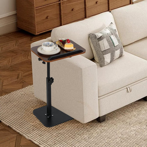 360 180 comfoyar C Shaped TV Tray for Couch, Adjustable Height Side Table with Swivel Flip for Small Space, End Table