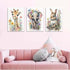 3Pcs 16x24in Safari Animal Nursery Canvas Wall Art Watercolor Baby Animals with Wildflowers Picture Posters Wall Decor