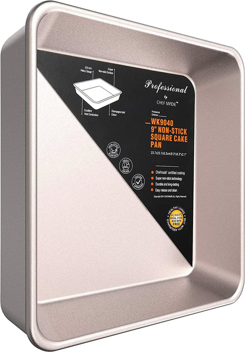 CHEFMADE Square Cake Pan, Non-Stick Heavy Duty Carbon Steel Deep Dish Baking Tray for Cakes, Bread, Pizza
