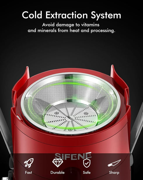 Juicer Machines, SiFENE Compact Centrifugal Juicer Extractor for Vegetable and Fruit, 3-Speed Setting