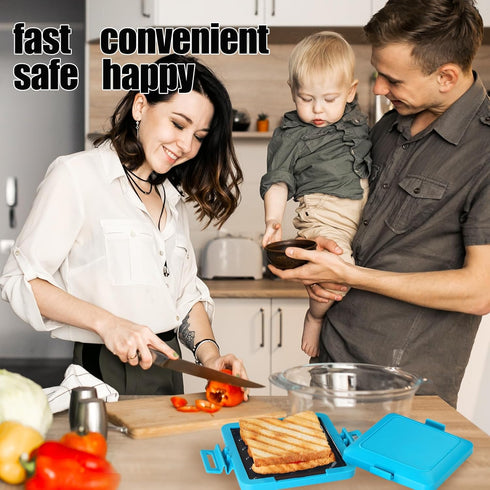 Microwave Toaster, Sandwich Maker, Panini Maker, Dishwasher Safe, Wireless, Time Saving, Fast (Blue)