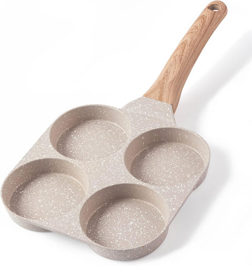 CAROTE 4-Cup Nonstick Egg Pan Omelette Skillet, Healthy Egg Cooker, Suitable for Gas & Induction Cookware