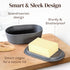 Countertop Grey Butter Dish with Lid for - Modern Plastic Dark Grey Butter Crock - Dishwasher Safe Butter Keeper