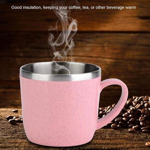 220ml Pink Coffee Cup, Stainless Steel Insulated Mug for Water, Coffee, Juice, and Milk