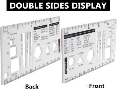 2Pcs Culinary Ruler Acrylic Mini Cutting Reference Template, Essential Kitchen Tool for Cooking Measurement