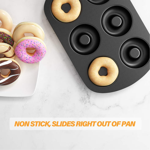 Tiawudi Non-Stick 6-Cavity Donut Baking Pans, Makes Individual Full-Sized 3 1/4" Donuts, Set of 2 by Tiawudi