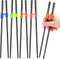 Tessco 5 Pairs Training Chopstick Helpers, Reusable Non-Slippery Practice Chopsticks with Clip for Beginners (Black)