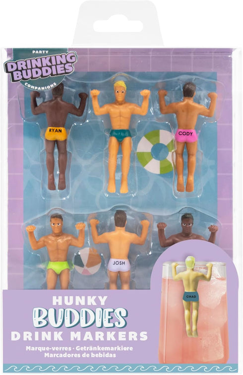 NPW Drinking Buddies Drink Markers, Wine Glass Charms, 6 Count, Novelty Gifts for Parties