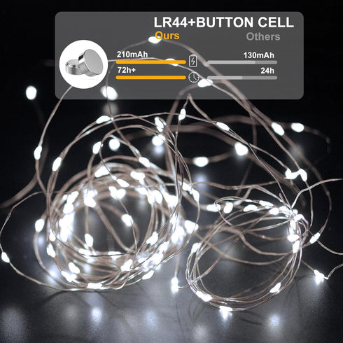 12 Pack 7FT 20LED Led Fairy Lights - White, Battery Operated LED Silver Wire String Lights, Mini Firefly Starry String