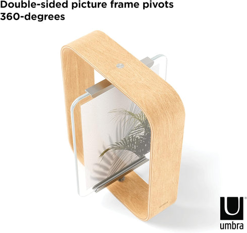 Umbra Bellwood Desk Frame, Rotating Floating Picture Frame, Horizontal or Vertical, 4x6in, Natural Finish