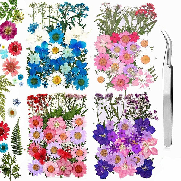 160 Pcs Dried Pressed Flowers, Real Pressed Flowers Dry Leaves Bulk Natural Herbs Kit for Scrapbooking, DIY Art Crafts