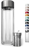 Glass Multi Tea Infuser Bottle 14oz - Double Wall Borosilicate Glass Flask