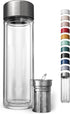 Glass Multi Tea Infuser Bottle 14oz - Double Wall Borosilicate Glass Flask
