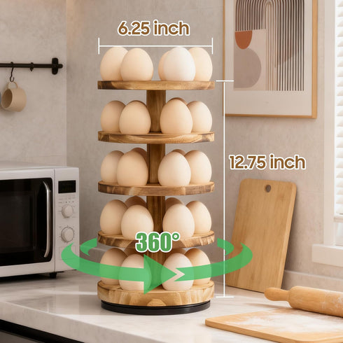 Countertop, 5 Countertop 30 Countertop Wooden Fresh Egg Holder Layer Rotating Egg Holder for Fresh Eggs, Stackable