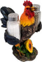 DWK 8-inch Spice to Crow About Country Rooster Salt and Pepper Shaker Figurine Display Holder - 3-Piece Set
